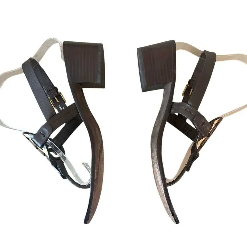 Tory Burch Miller Block Heel Sandals Geometric‎ Print 7.5